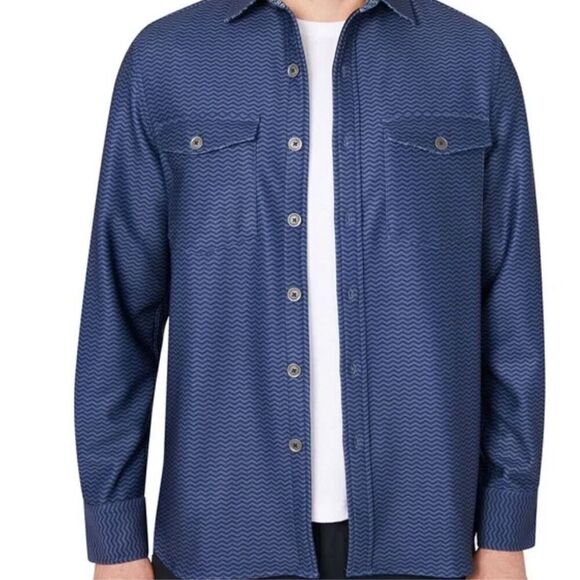 EXCELLENT CONDITION CONSTRUCT 4-Way Stretch zig zag striped design Long Sleeve S - Picture 2 of 11